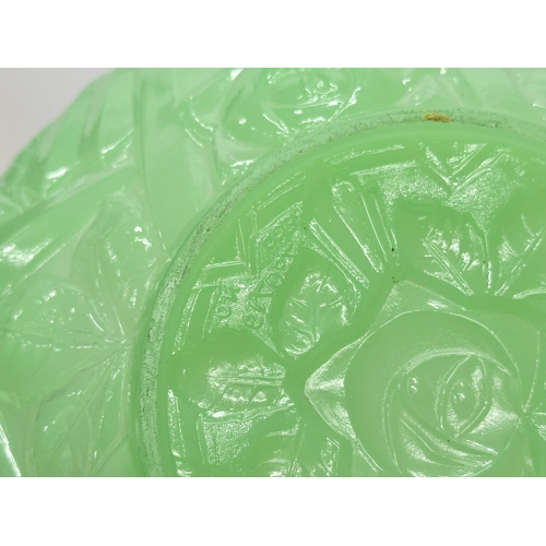 313 - Jobling. C.1930. A French Art Deco “Tudor Rose” uranium glass bowl. 19x7cm.