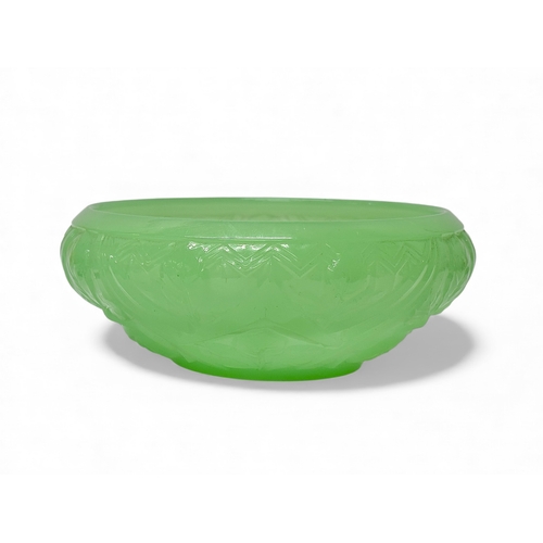 313 - Jobling. C.1930. A French Art Deco “Tudor Rose” uranium glass bowl. 19x7cm.