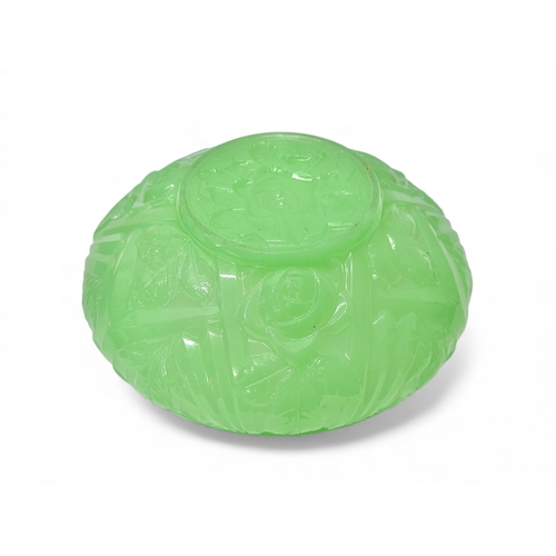 313 - Jobling. C.1930. A French Art Deco “Tudor Rose” uranium glass bowl. 19x7cm.