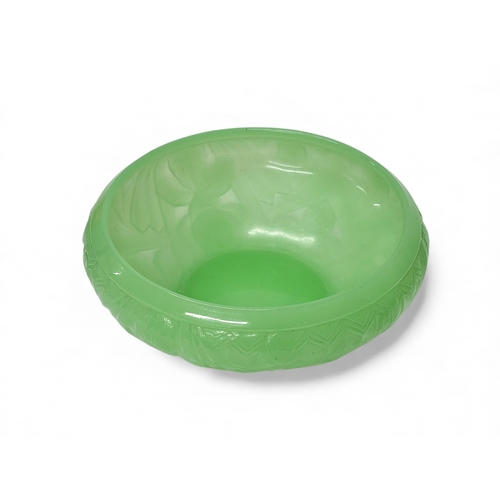 313 - Jobling. C.1930. A French Art Deco “Tudor Rose” uranium glass bowl. 19x7cm.