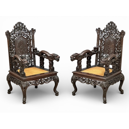 A pair of Chinese hongmu armchairs. Second half 19th Century, Late Qing ...