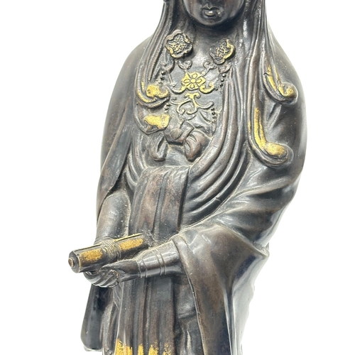 60 - A large Japanese bronze Kannon statue. 19th Century, Meiji Period (1868-1912) 45.5cm.