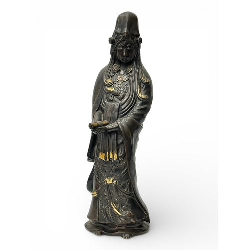 60 - A large Japanese bronze Kannon statue. 19th Century, Meiji Period (1868-1912) 45.5cm.