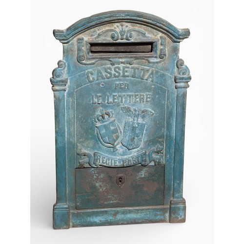 An early 20th century Italian cast iron Regie Poste letter box. 33x55cm.