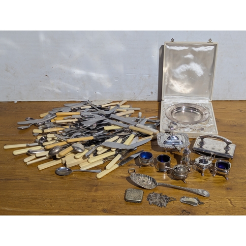 261 - Quantity of vintage EPNS cutlery, cruet sets etc