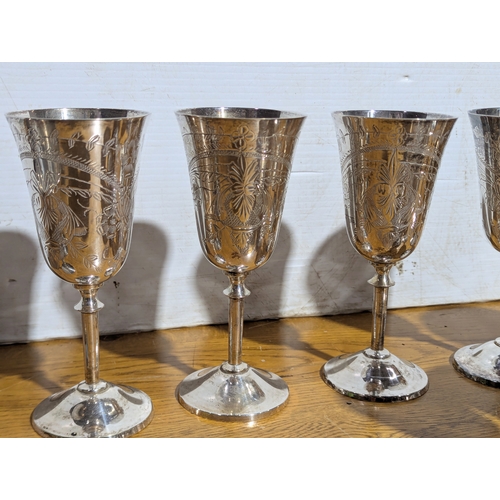 262 - Quantity of EPNS drinking glasses and bowl