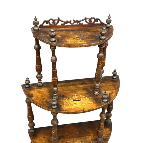 51 - A Victorian inlaid walnut four tier whatnot. C.1870, 19th Century. 61x28x136cm. 2