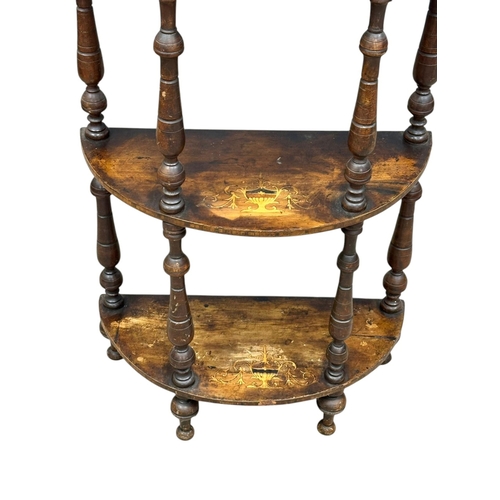 51 - A Victorian inlaid walnut four tier whatnot. C.1870, 19th Century. 61x28x136cm. 2