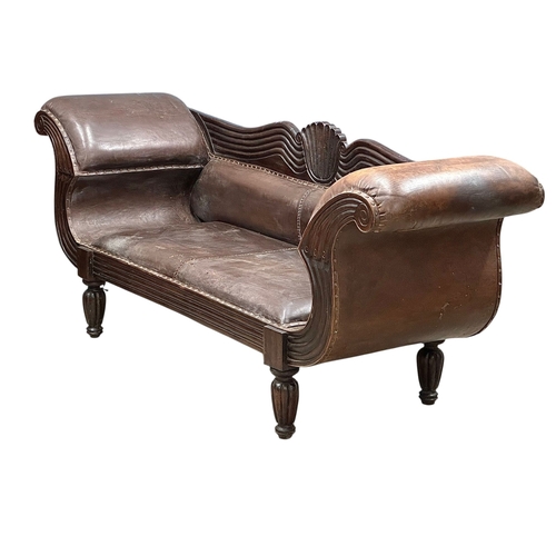 4 - A large Early 19th Century style double end sofa, 223cm.