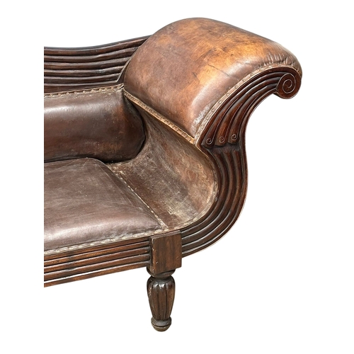 4 - A large Early 19th Century style double end sofa, 223cm.