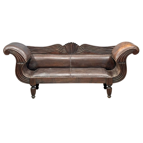 4 - A large Early 19th Century style double end sofa, 223cm.
