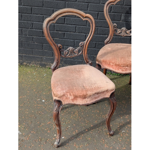 7 - A set of 4 Victorian balloon back chairs
