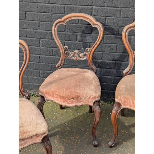7 - A set of 4 Victorian balloon back chairs