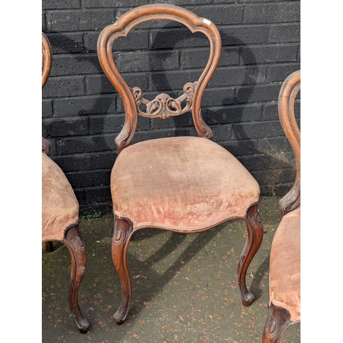 7 - A set of 4 Victorian balloon back chairs