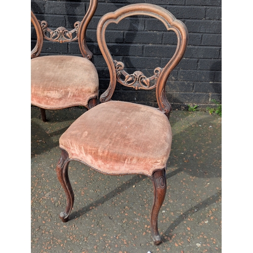 7 - A set of 4 Victorian balloon back chairs