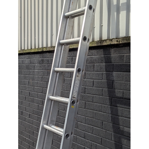 37 - Large extending alloy ladders. 341cm unextended