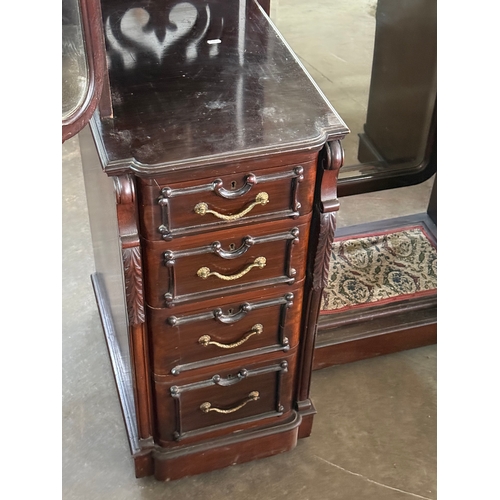 22 - A large late Victorian mahogany pedestal dressing table. 136x61x187cm.