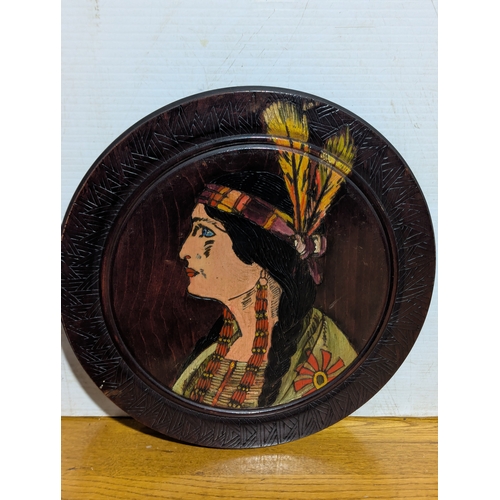 226 - 2 carved wooden plaques with native Indian theme