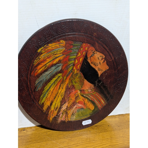 226 - 2 carved wooden plaques with native Indian theme