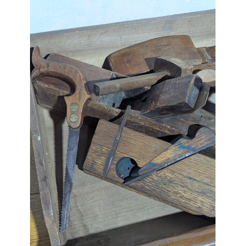 227 - Vintage wooden planers and saw
