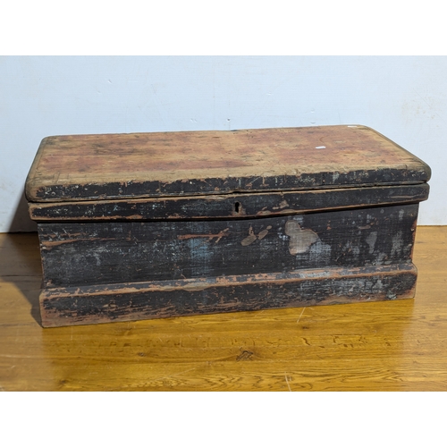 228 - Large pine tool chest, 88x41x33cm
