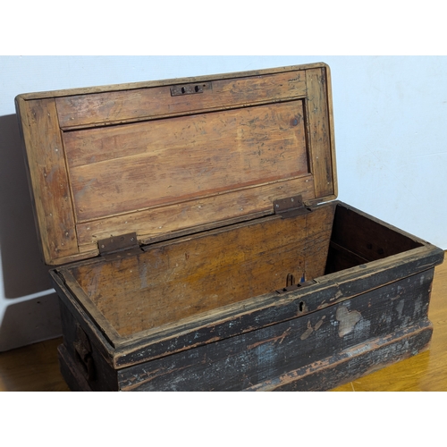 228 - Large pine tool chest, 88x41x33cm