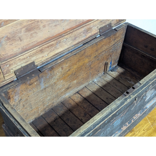 228 - Large pine tool chest, 88x41x33cm