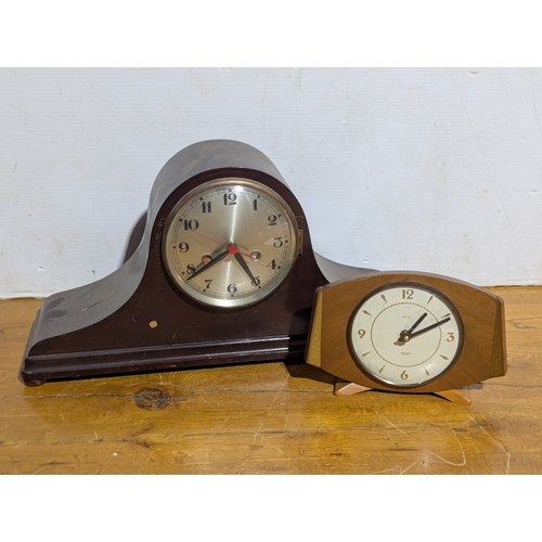 230 - 2 vintage mantel clocks, 1 Smiths
