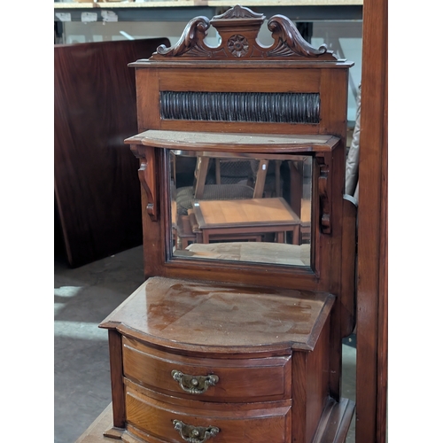 25 - A large late Victorian walnut pedestal dressing table, 153cm X 59cm X 197cm