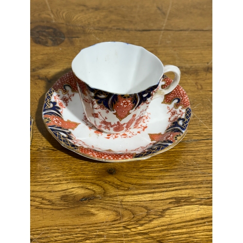29 - A pair of Royal Crown Derby Imari Fern cups and saucers. C.1900.