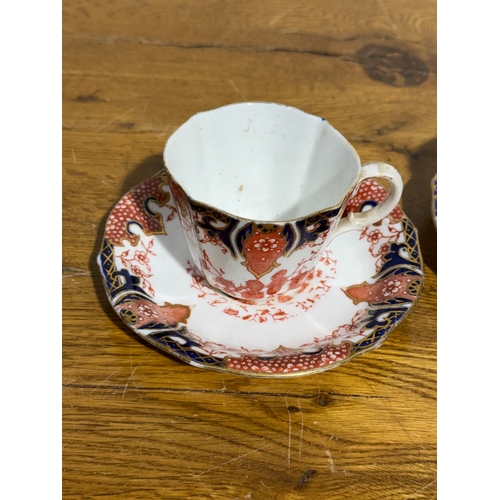 29 - A pair of Royal Crown Derby Imari Fern cups and saucers. C.1900.