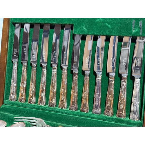 245 - A George Butler silver plated canteen of cutlery. 41x29x7.5cm.