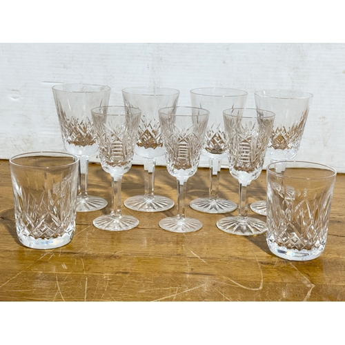 253 - Waterford Crystal glasses. Four Lismore wine glasses, a pair of Lismore whisky glasses, 3 Clare port... 