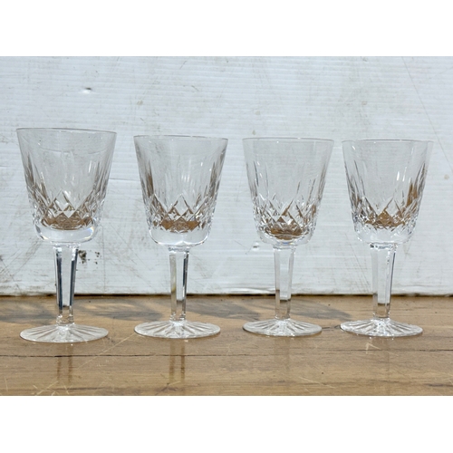 253 - Waterford Crystal glasses. Four Lismore wine glasses, a pair of Lismore whisky glasses, 3 Clare port... 