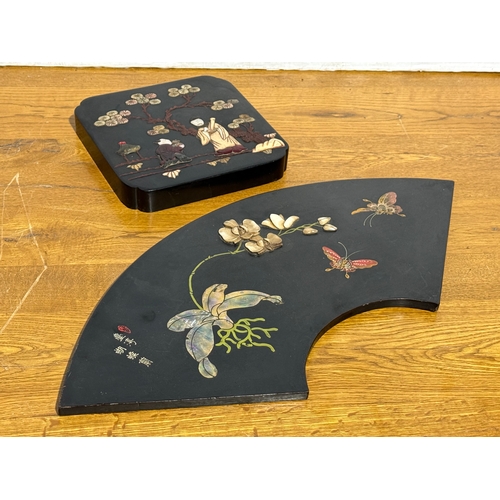 257 - Two late 19th century Japanese lacquered covers. 53x25cm. 20.5cm.