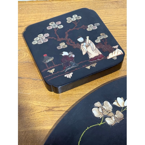 257 - Two late 19th century Japanese lacquered covers. 53x25cm. 20.5cm.