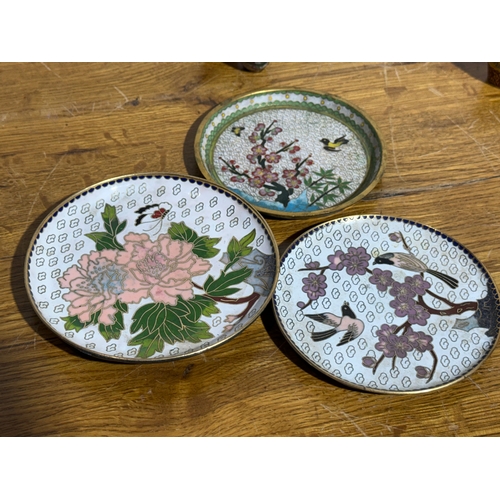 28 - Three vintage Chinese miniature cloisonné tea sets.