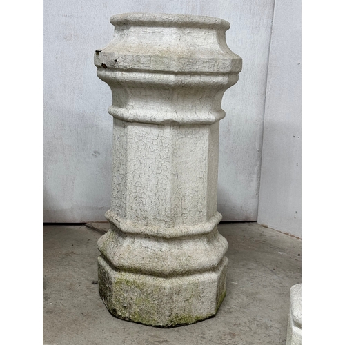 2 - Three Victorian chimney pots. 78cm, 77cm, 75cm.