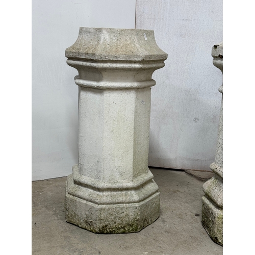 2 - Three Victorian chimney pots. 78cm, 77cm, 75cm.