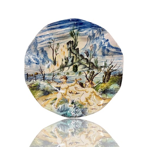 173 - Cantagalli, C.1890. An Italian Majolica Footed Dish. Late 19th Century. 22x4.2cm.