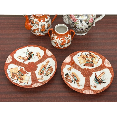 24A - Japanese teapot and plates etc. Late 19th and early 20th century