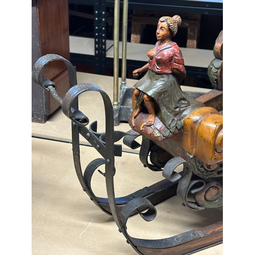 27A - A vintage child’s ornamental sleigh. German/Austrian. 74x29x42cm.