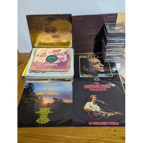 226A - Quantity of records and CDs including Johnny Cash, Neil Diamond, Michael Jackson, John Denver, Carpe... 