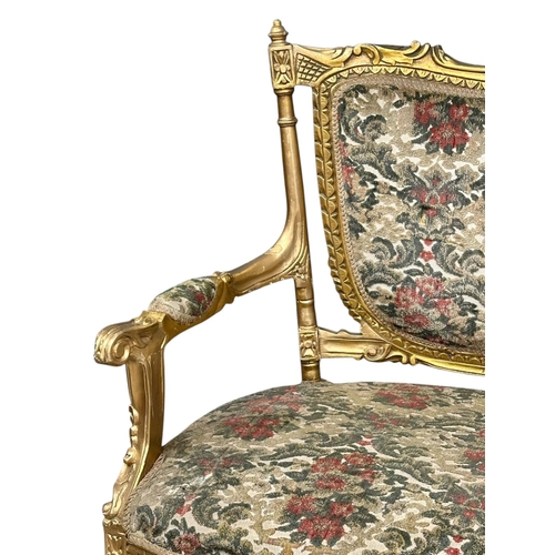 7A - A Louis XV Revival Gilt Framed Sofa. Early 20th Century. 169cm.