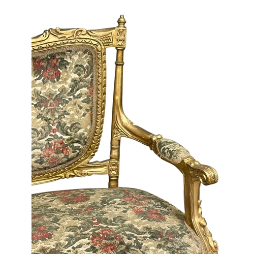 7A - A Louis XV Revival Gilt Framed Sofa. Early 20th Century. 169cm.