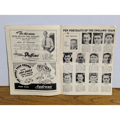 131 - Ireland versus England official souvenir programme Windsor Park Belfast 1954