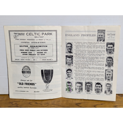 132 - Ireland versus England official souvenir programme Windsor Park Belfast 1960
