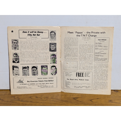 133 - World Cup Northern Ireland versus Greece official programme Windsor Park Belfast 1961