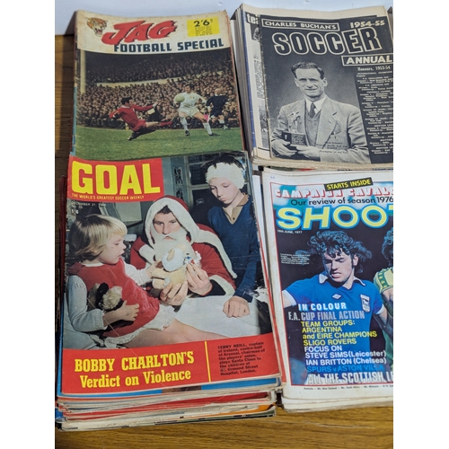 140 - Quantity of football magazines including Shoot, Jag, Goal, World Sports etc
