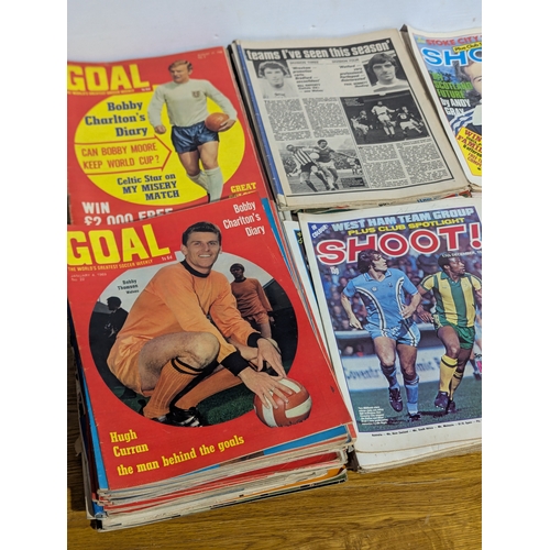 140 - Quantity of football magazines including Shoot, Jag, Goal, World Sports etc